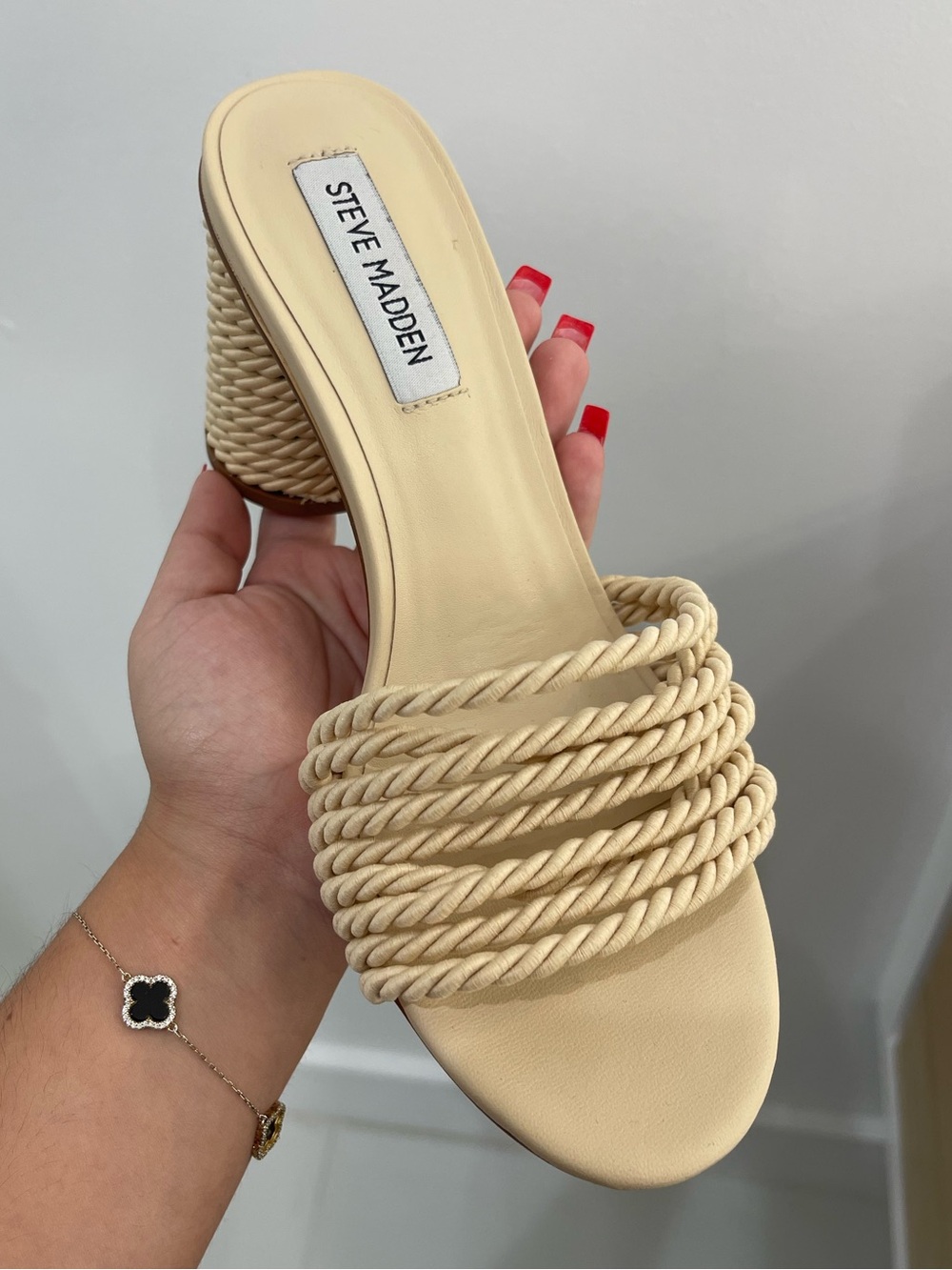 Steve Madden Cream Braided Rope Mule